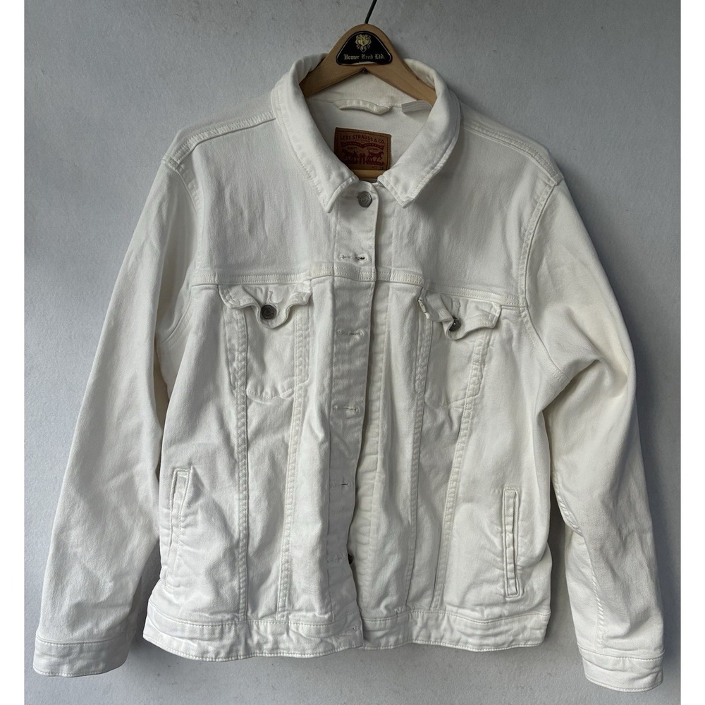 Levi Strauss & Co White Denim Jacket Womens 3X Comfort Preppy